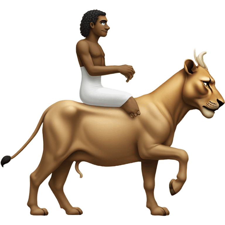 Sphinx riding a cow into a tub of milk emoji