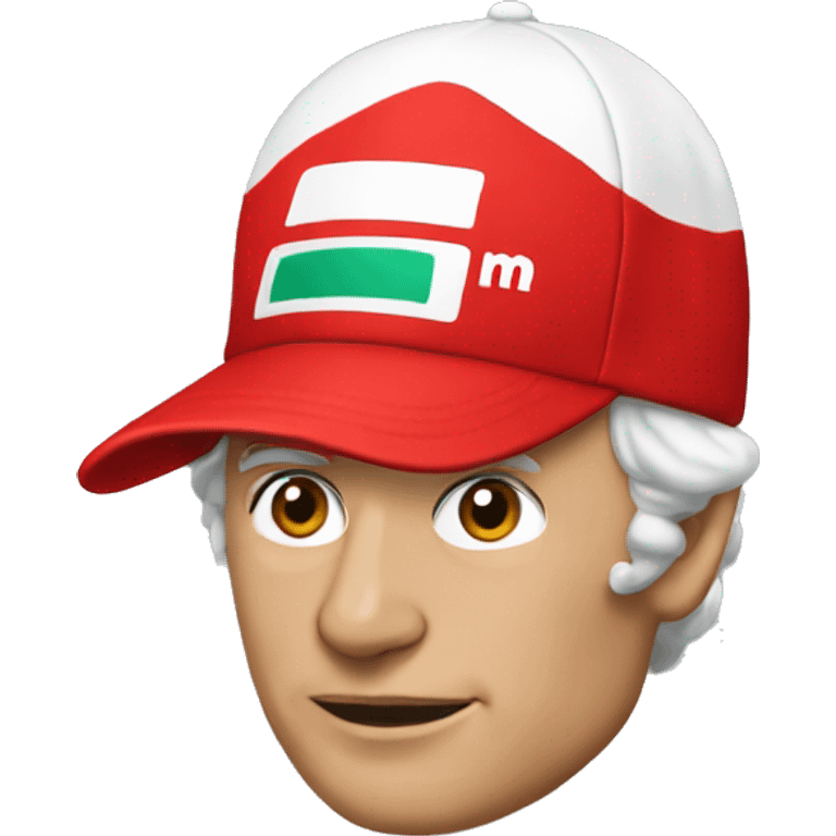 nikki lauda with a red cap emoji