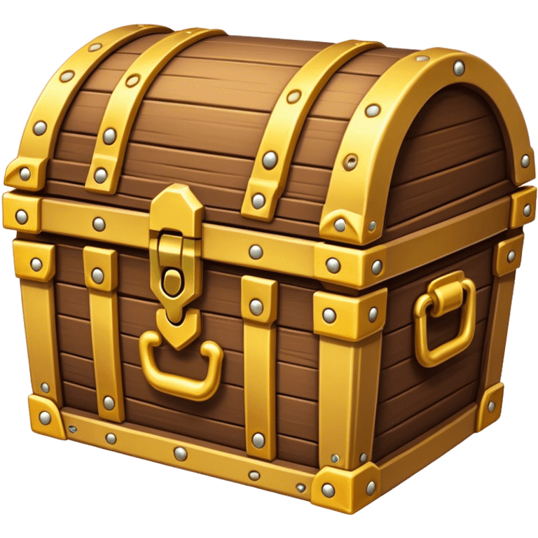 Clash of Clans aesthetic: Cinematic Playful Pixel 3D Treasure Chest Portrait Emoji, rendered in a 3D vector-style similar to standard emojis with minimal shading and bold, simplified shapes. A compact, distinct form with signature details, softly glowing with a pixelated adventure charm. Simplified yet unmistakably iconic, highly detailed and consistent, glowing with a soft radiance and high shine. Stylized with a touch of classic pixel-art charm and a soft glowing outline, capturing the essence of a beloved gaming relic with a friendly, playful manner! emoji