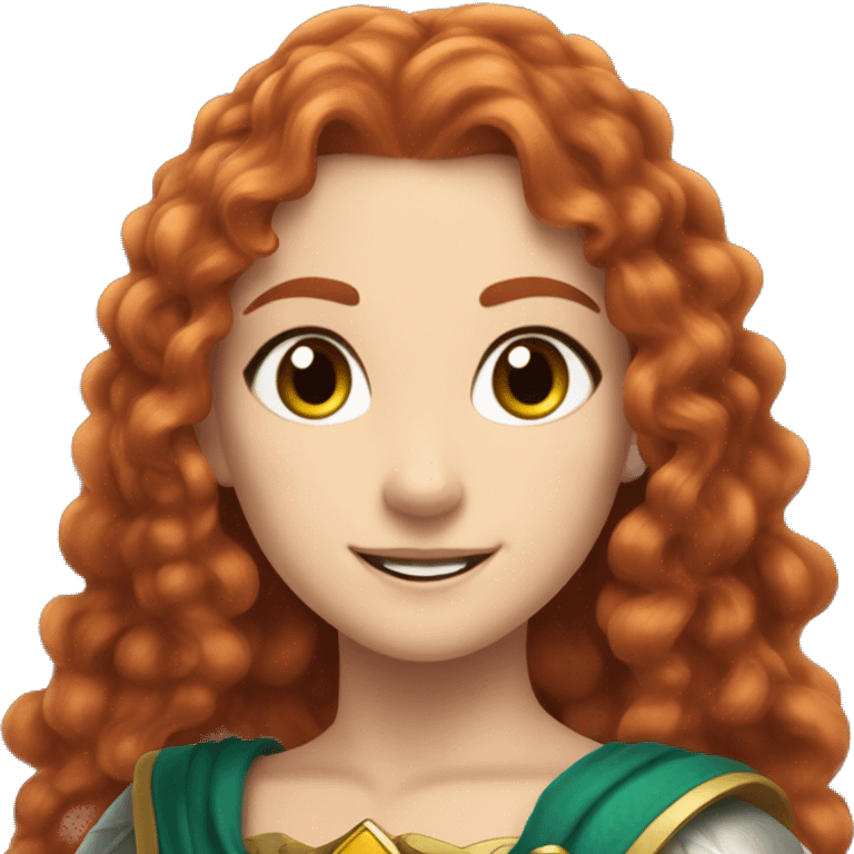 a white girl with long red curly hair and freckles, cosplaying Princess Zelda posing and smiling emoji