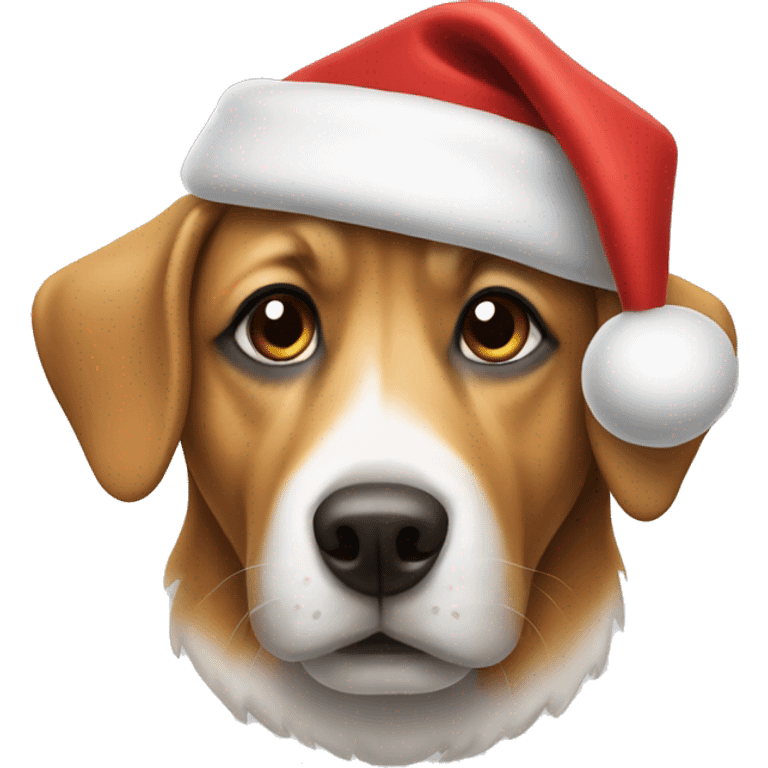 Dog wearing a santa hat emoji