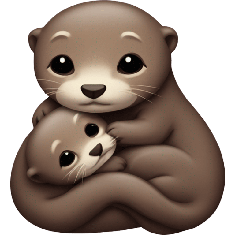 Cuddling cute otters emoji