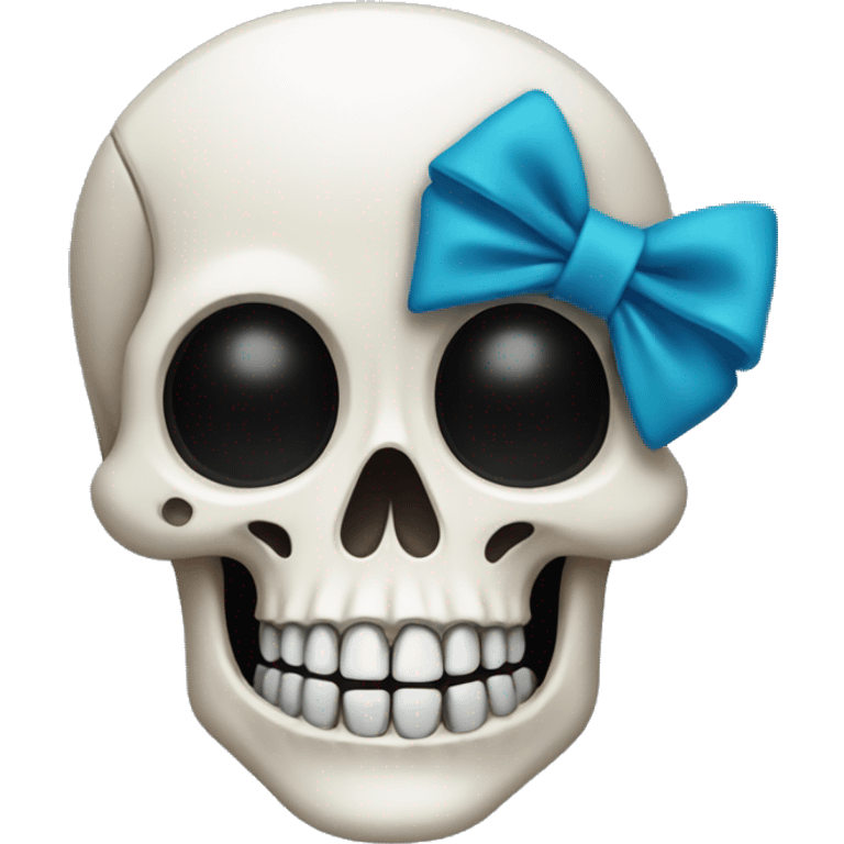 A skeleton wearing a bow emoji