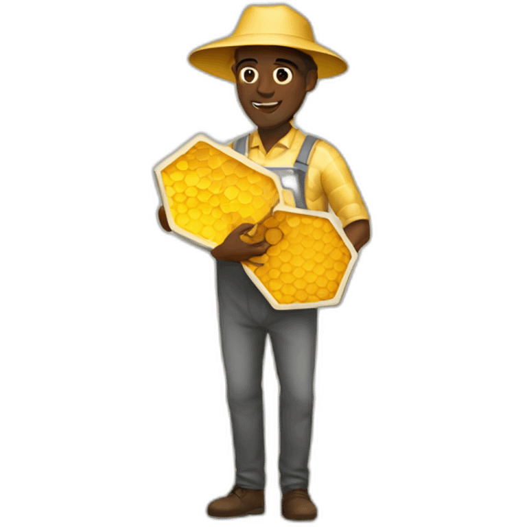 Tall black man beekeeper with honeycomb full body emoji