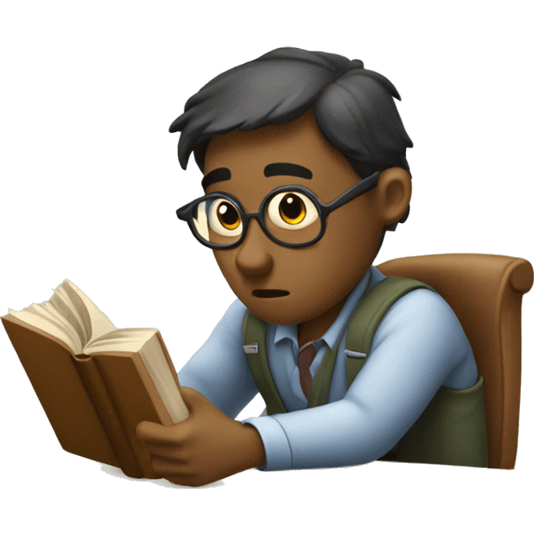 bored demotivated book worm student emoji