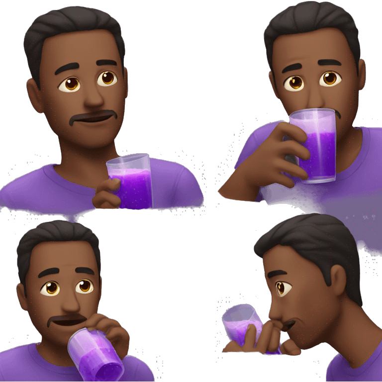 man drinking purple juice dizzy emoji