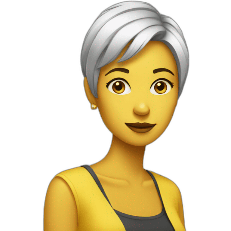 trendy woman in her early 30s with yellow skin emoji