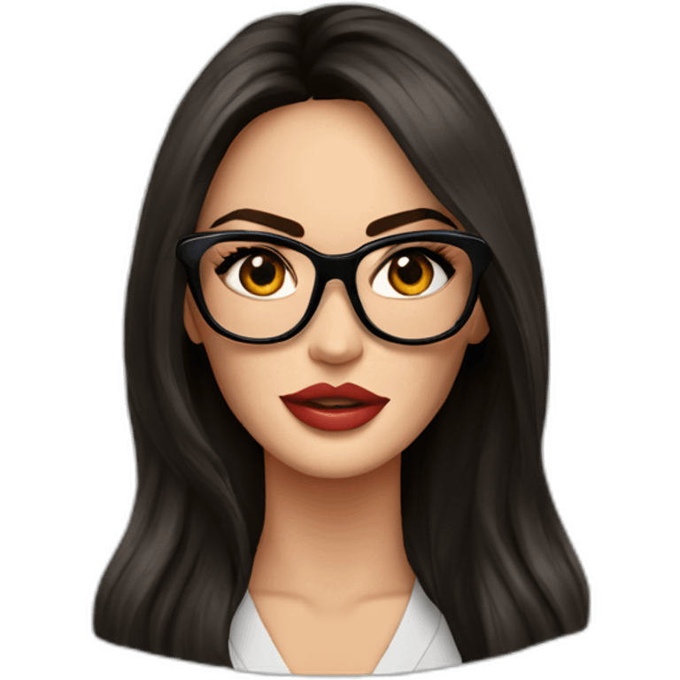 Megan Fox con lentes y suéter blanco emoji