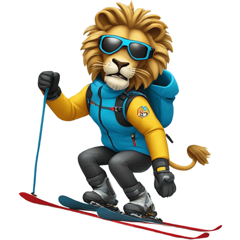 Lion skiing emoji