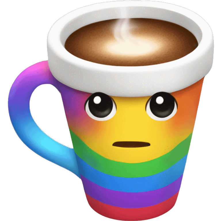 Rainbow coffee cup with hot coco  emoji