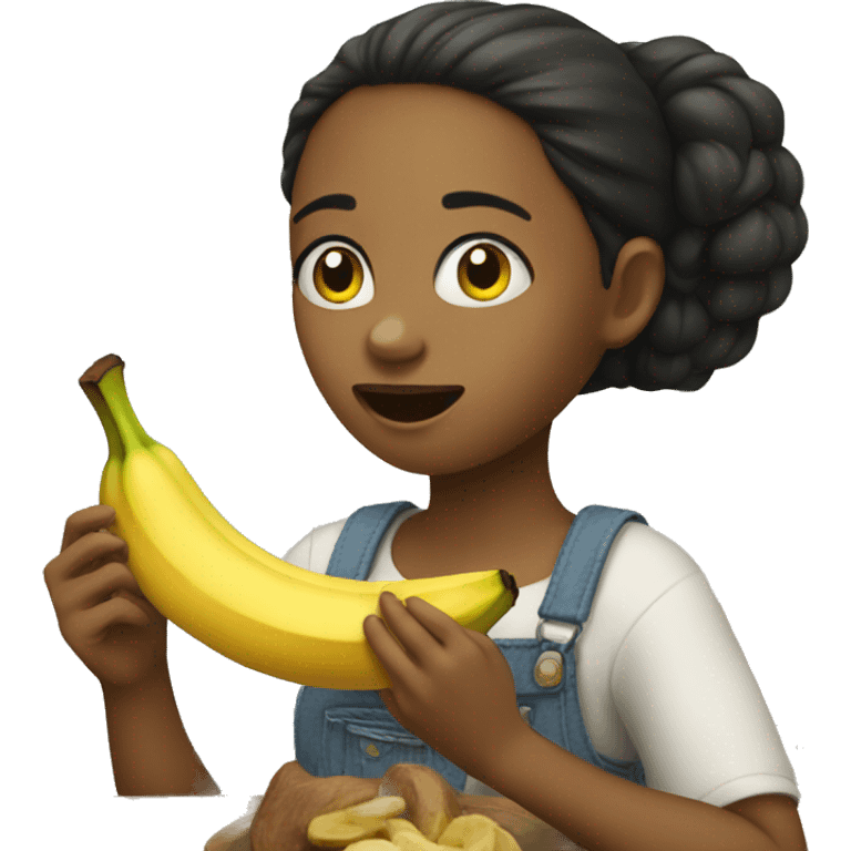 A girl eating banana  emoji