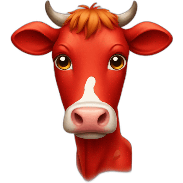 completely red, super sad cow emoji