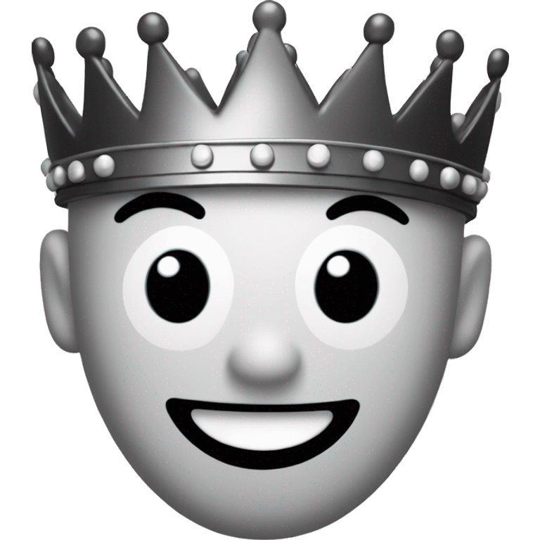 a black and white smiley face wearing a full color crown emoji