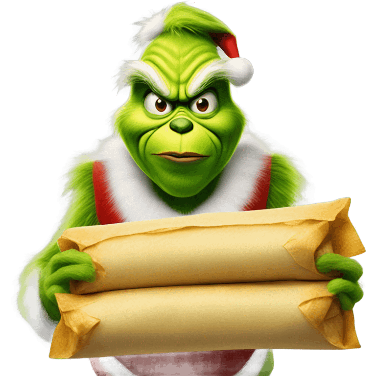 The grinch holding tamales  emoji