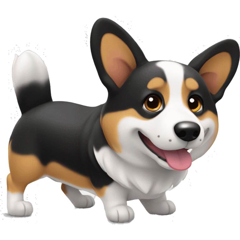 black and white welsch corgi emoji