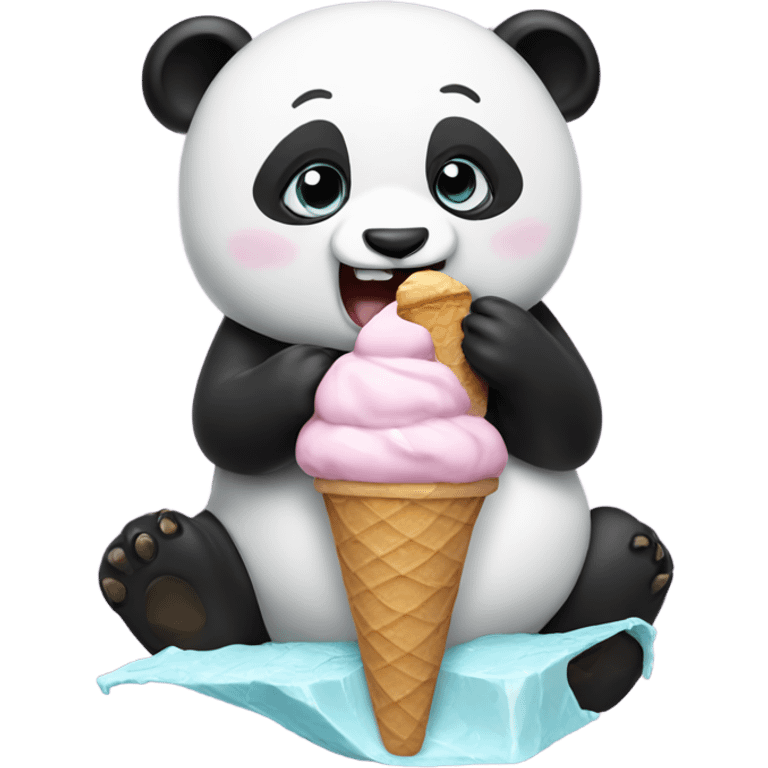 Panda eating ice cream emoji