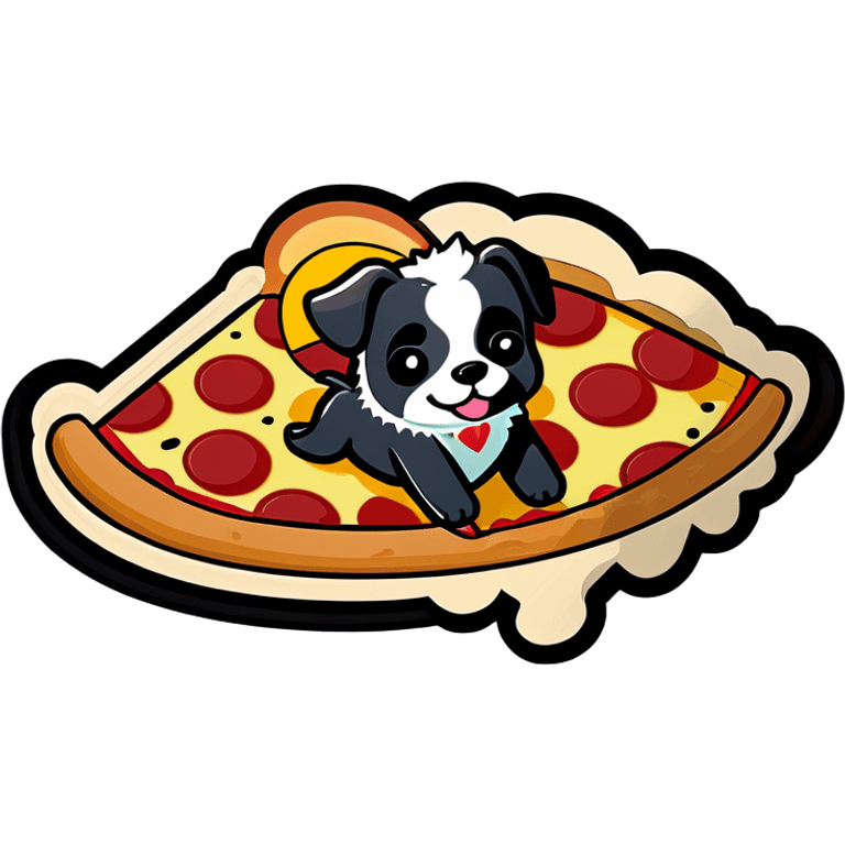 A dog with tutu floating in a pizza slice emoji