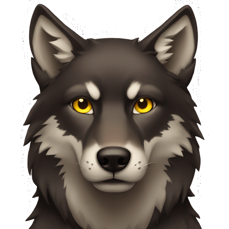 Dark brown wolf with yellow eyes emoji