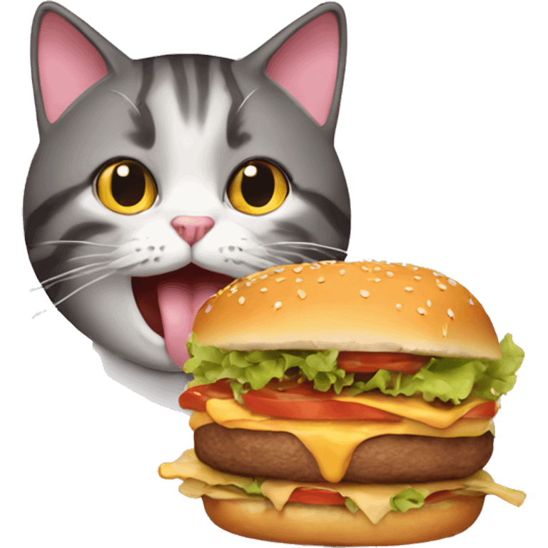 Cat eating a burger emoji