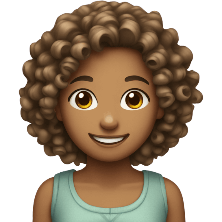 smiling girl with curly hair emoji