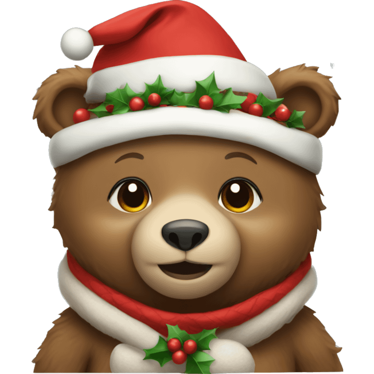 Cute bear with christmas clothes emoji