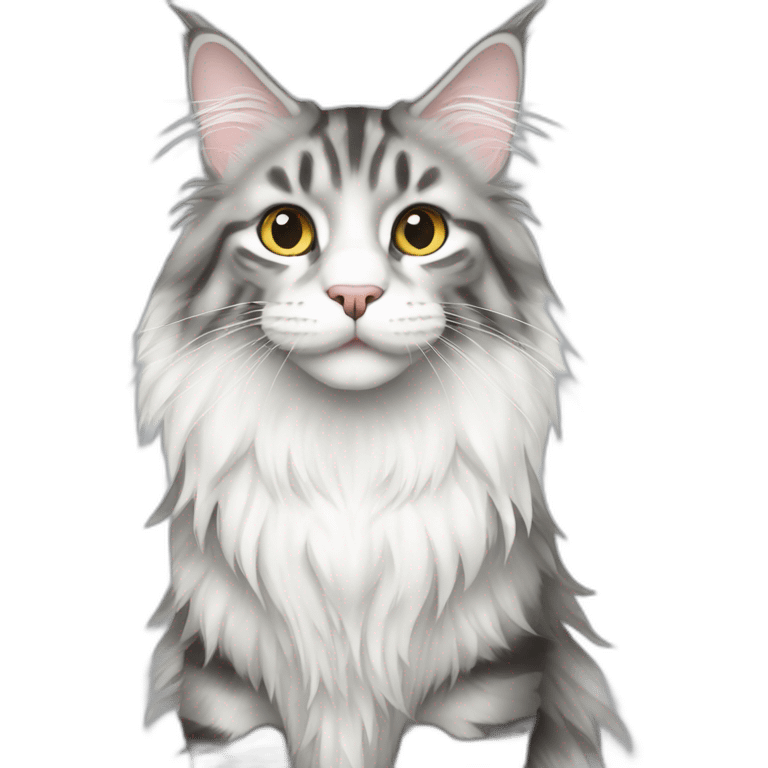 white with gray stripes maine coon cat emoji