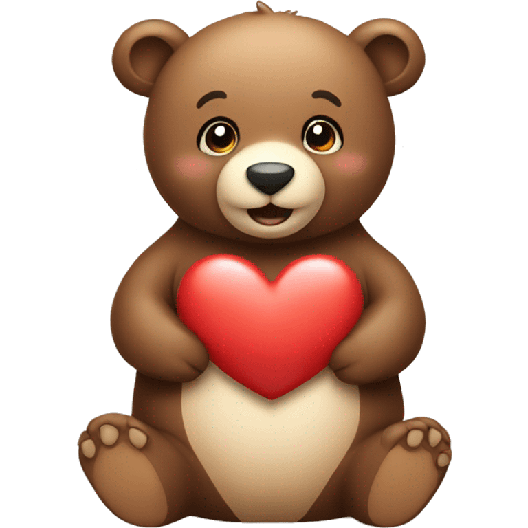 Cute Bear smiling holding a heart emoji