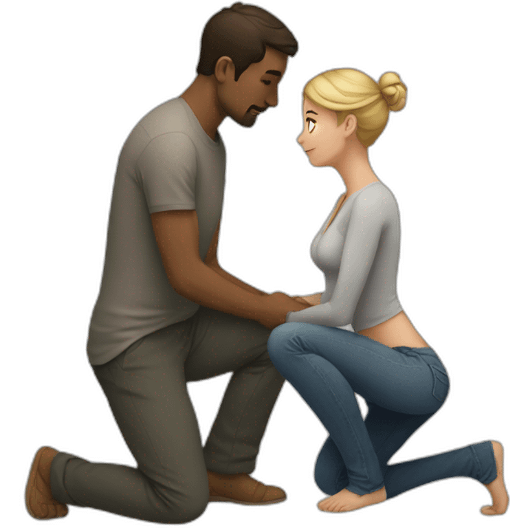 Woman on knees facing man emoji