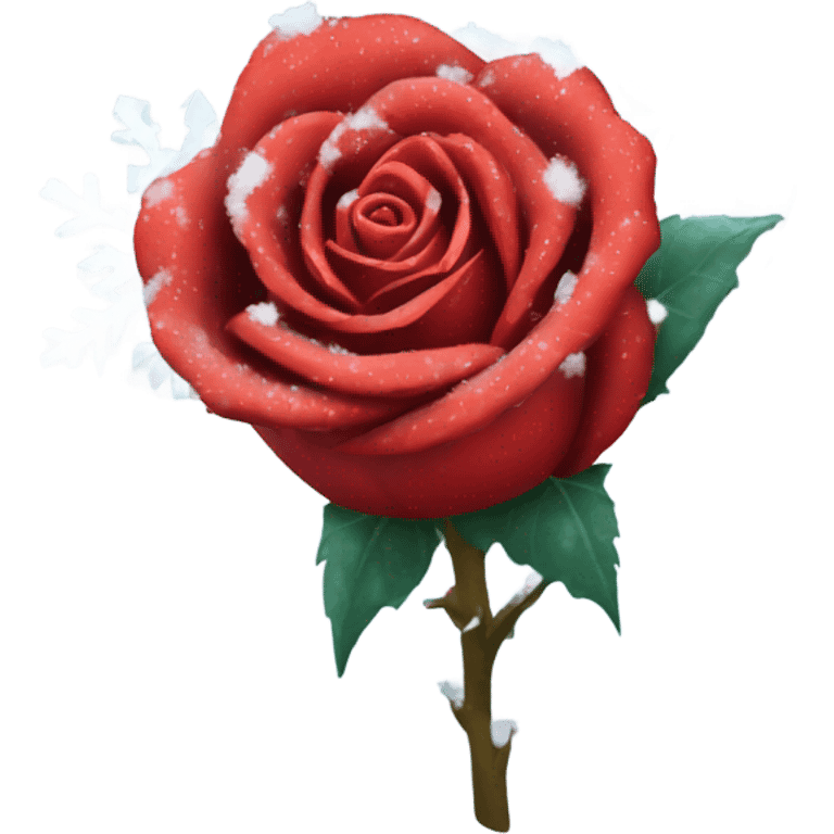 frozen red rose covered with snow emoji