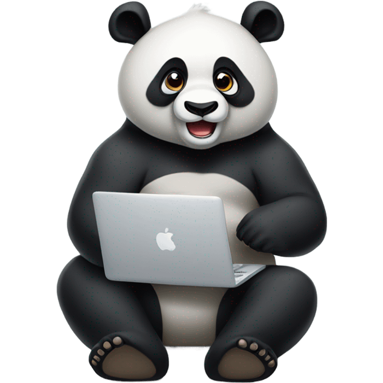 muscle panda bear with macbook emoji