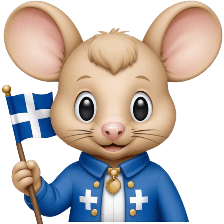 Topo Gigio holding a  Finland flag ￼ emoji