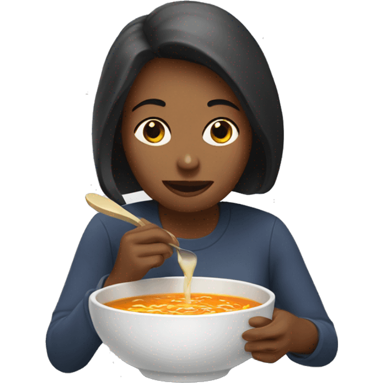 Woman eating soup quickly emoji