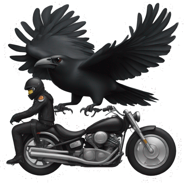 Black crow on the motorcycle  emoji