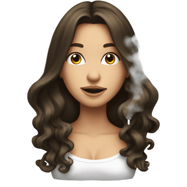 brunette girl vaping long hair emoji