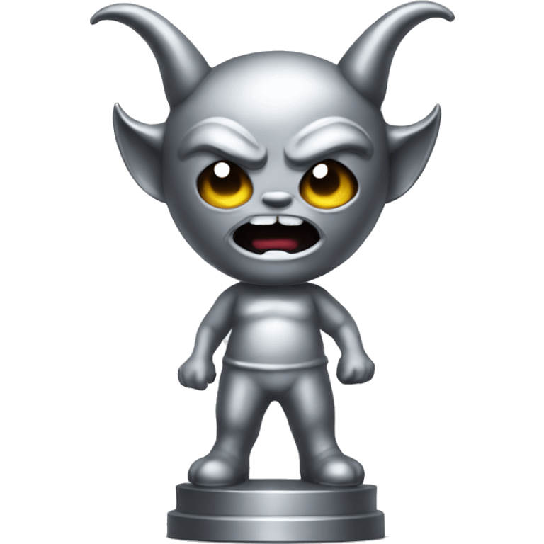 Silver devil standing statue emoji