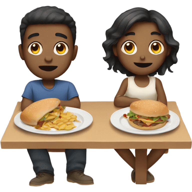 Girl and boy ate too much emoji