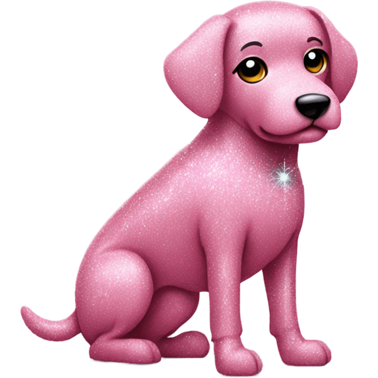 Pink full body dog with glitter emoji