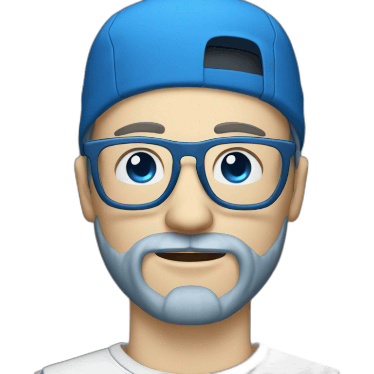 pale skin bearded man with a trendy blue hat and metal glasses emoji