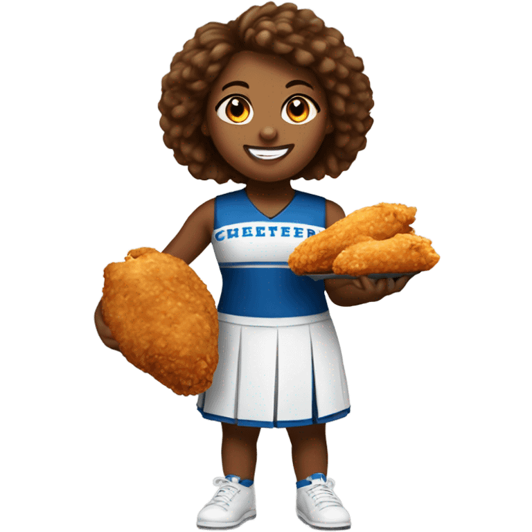 cheerleader holding fried chicken emoji