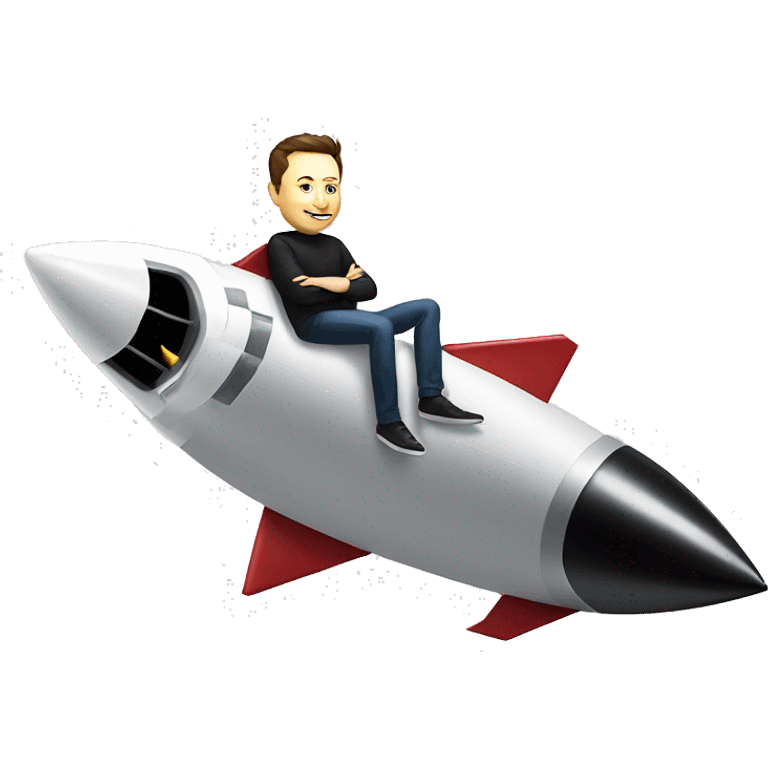 Elon Musk sitting on top of a flying space rocket emoji