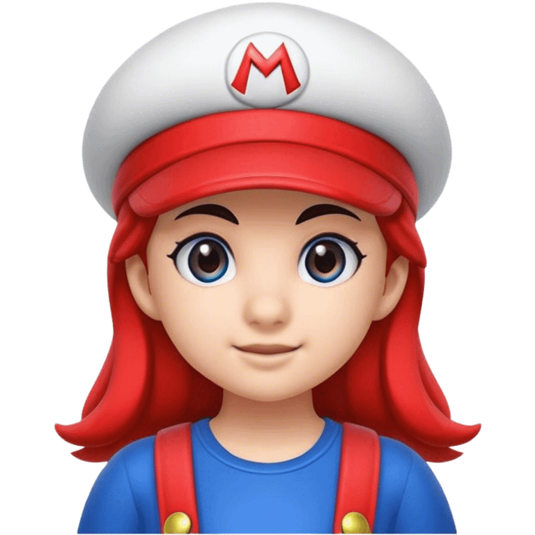 Girl wear mario hat emoji