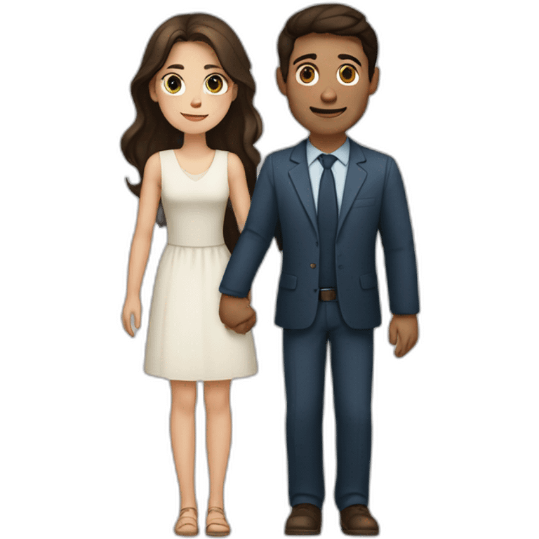 a dark-haired man with brown eyes and a girl with brown hair and blue eyes are holding hands emoji