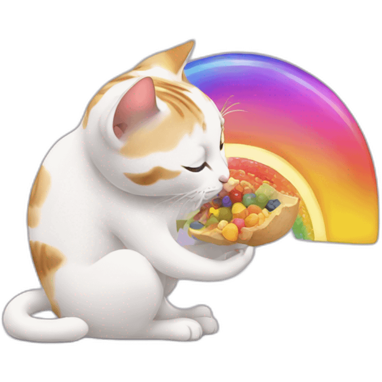 cat eating a rainbow emoji