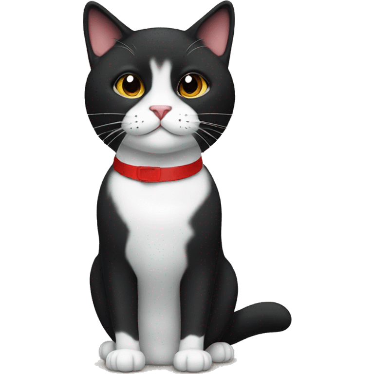 tuxedo cat,black chin,black nose and red collar emoji