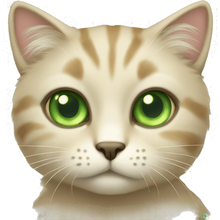 Beige cat with green eyes fluffy emoji