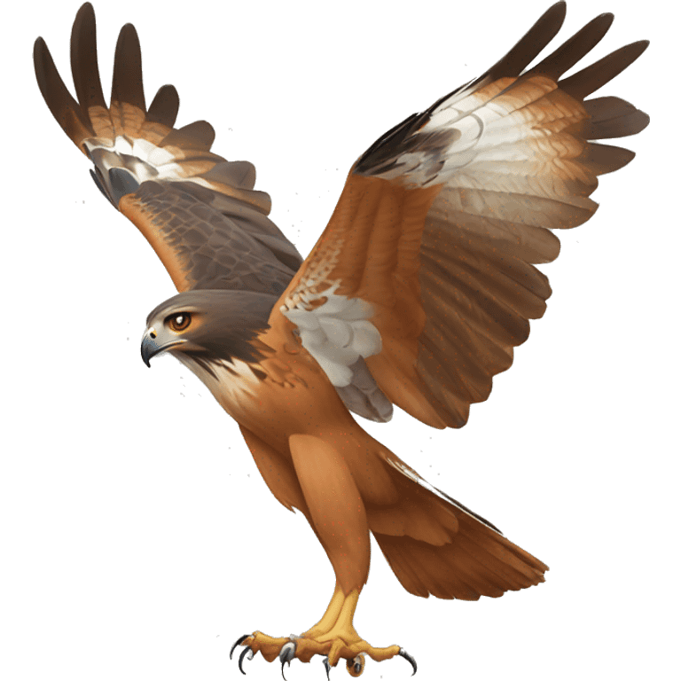 A simple full body design of a red tailed hawk emoji