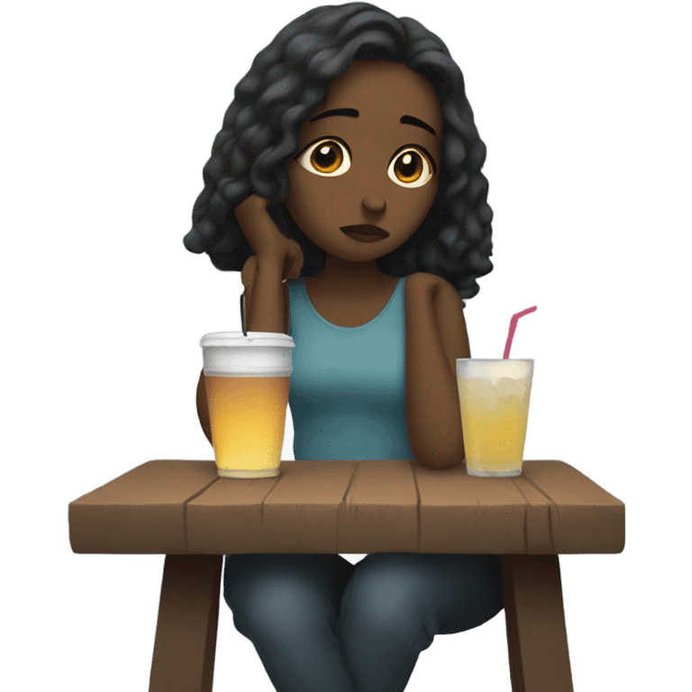 Sad girls enjoying drinks  emoji