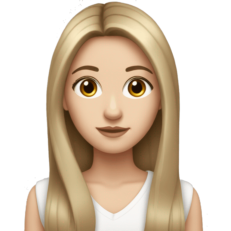 a white girl with straight brown hair and pretty lashes emoji