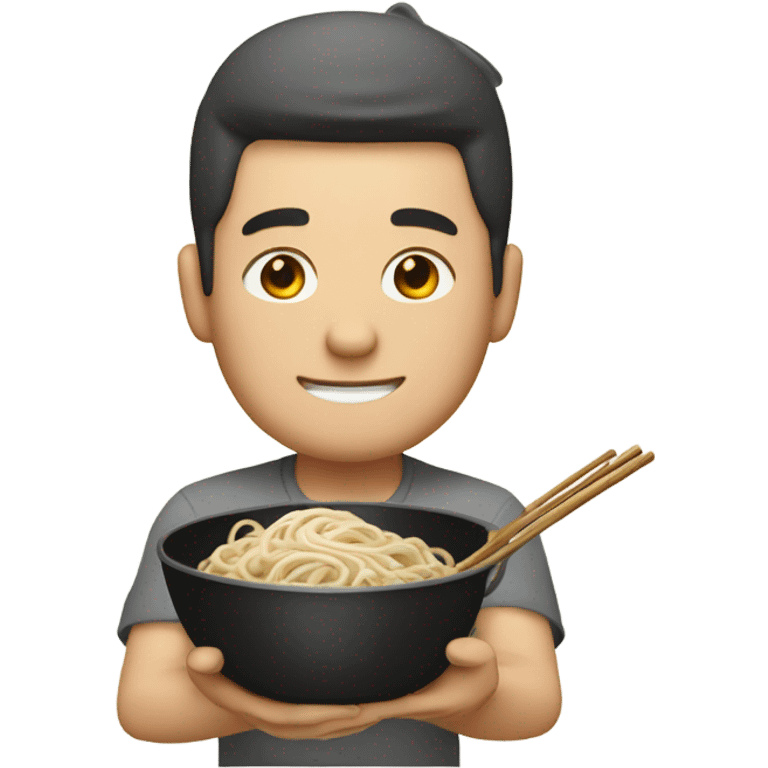 Man cooking wok fired soba noodles emoji