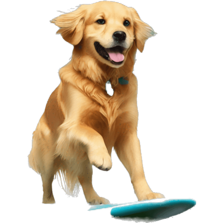 Golden retriever surfing emoji